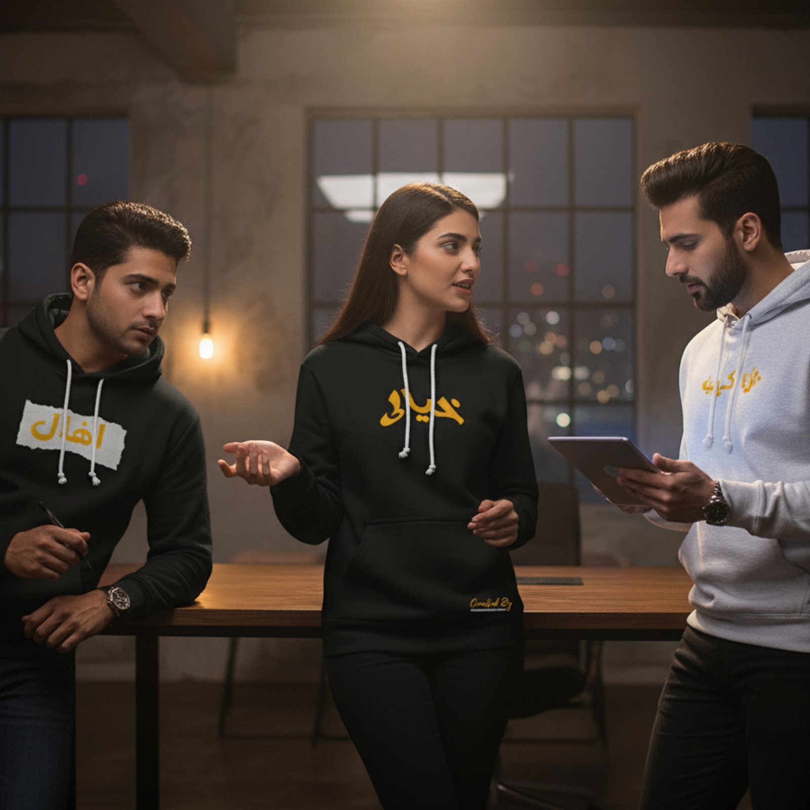 Haseen Wears streetwear brand hoodie photoshoot