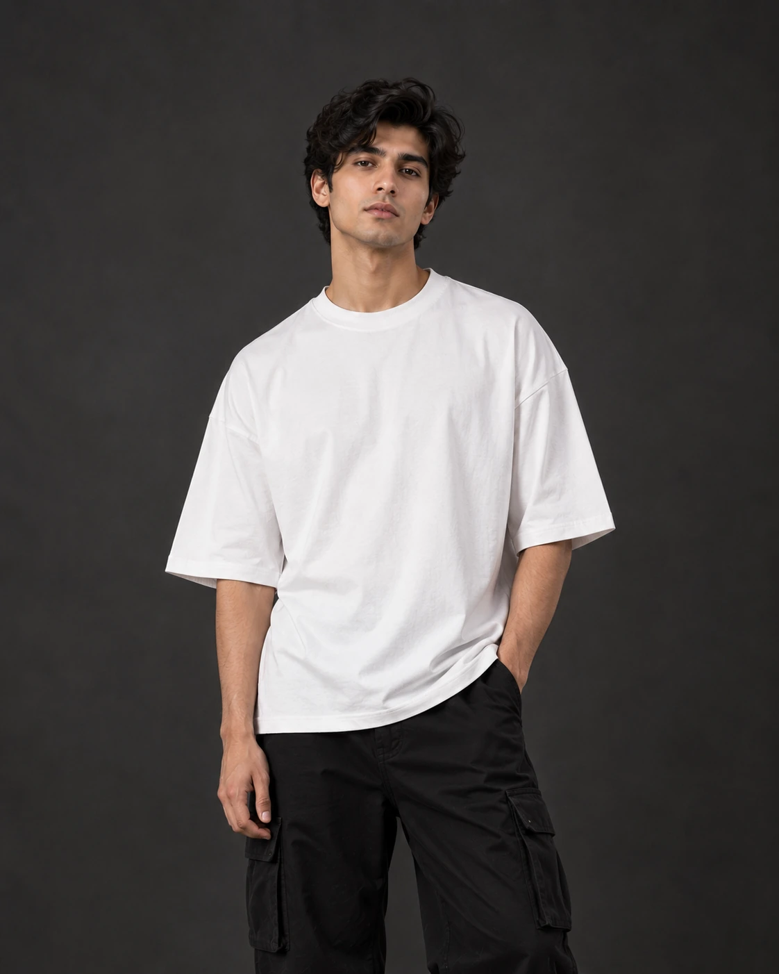 Man in white oversized drop shoulder shirt – Haseen Wears
