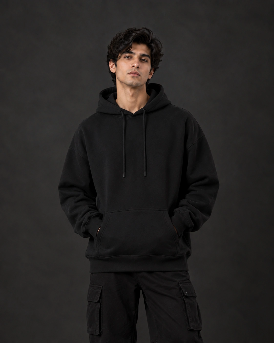 Man in black oversized hoodie – Haseen Wears