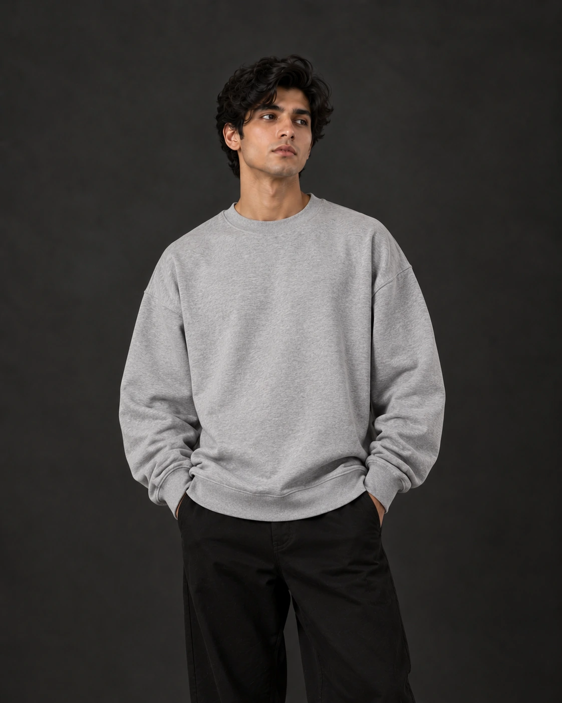 Man in grey oversized sweatshirt – Haseen Wears