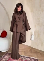 2 Piece Co Ord Set for Women – Stunning Pleated Shirt & Wide Leg Trouser - Image 2