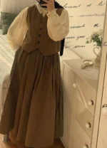 3 Piece Skirt Set – Shirt, Waistcoat & Midi Skirt - Image 3